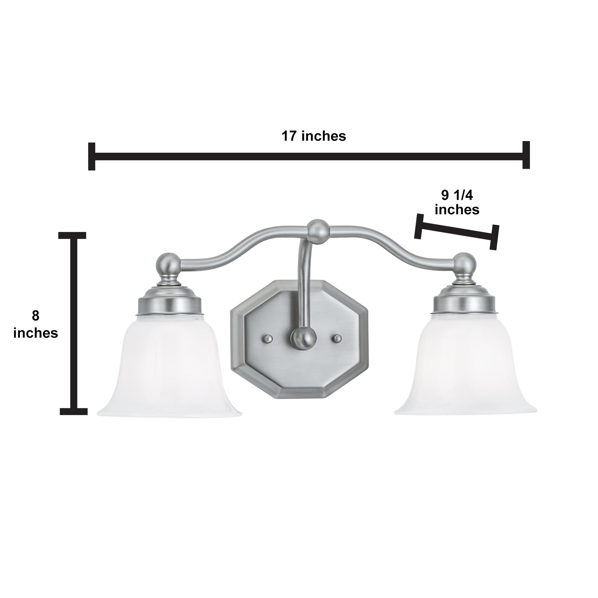 Norwell Lighting Trevi 8" x 17" 2-Light Chrome Vanity Light With Double Opal Diffuser