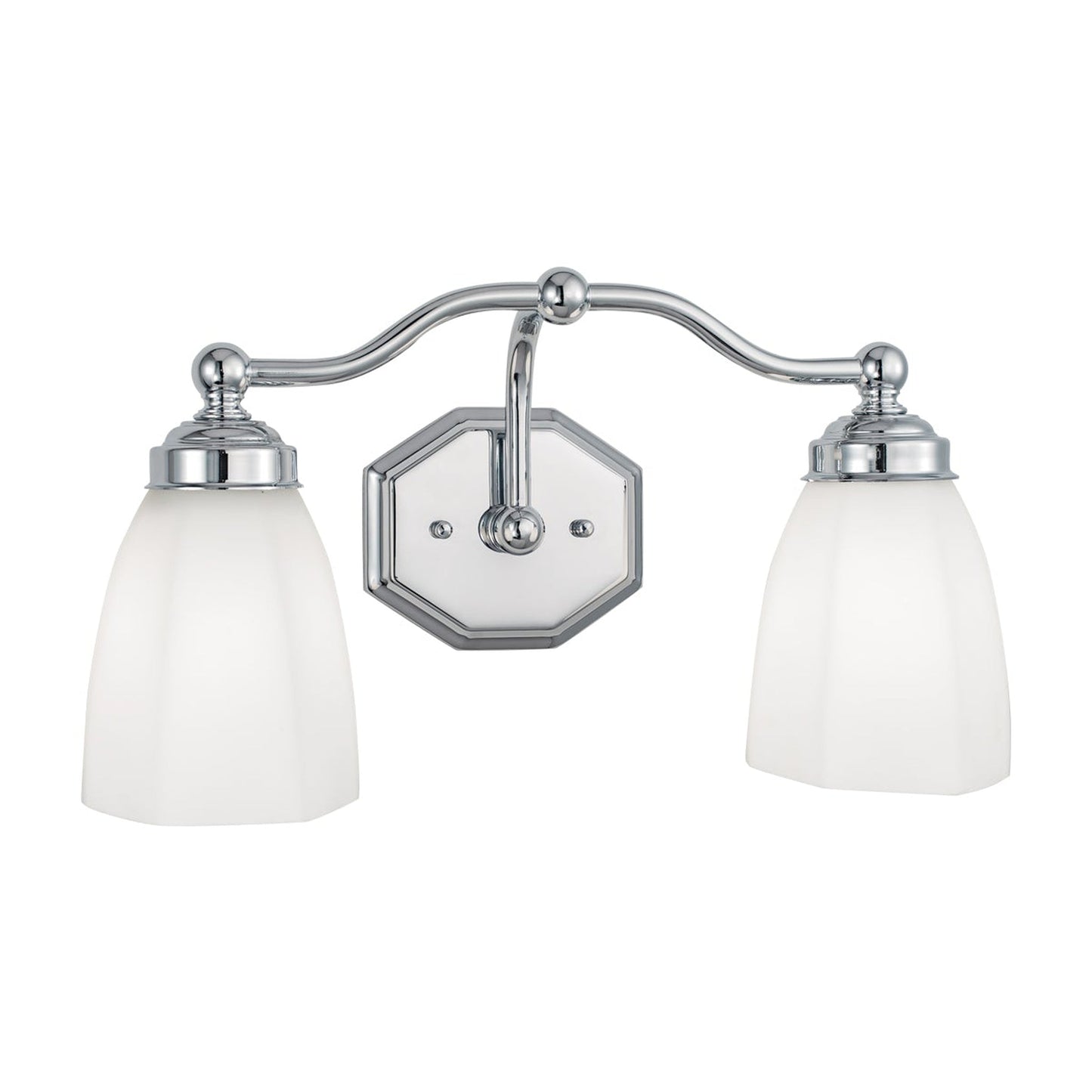 Norwell Lighting Trevi 8" x 17" 2-Light Chrome Vanity Wall Sconce With Hexagonal Opal Diffuser