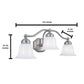 Norwell Lighting Trevi 9" x 22" 3-Light Brushed Nickel Vanity Light With Double Opal Diffuser