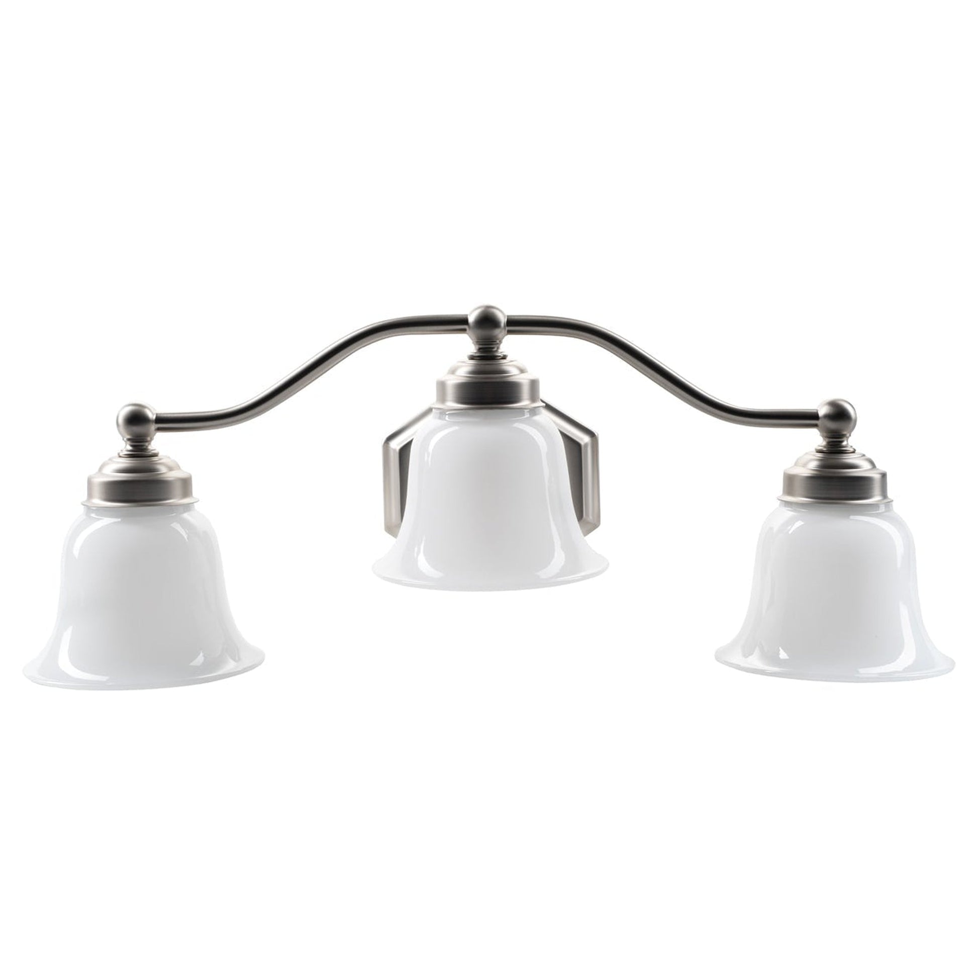 Norwell Lighting Trevi 9" x 22" 3-Light Brushed Nickel Vanity Light With Double Opal Diffuser