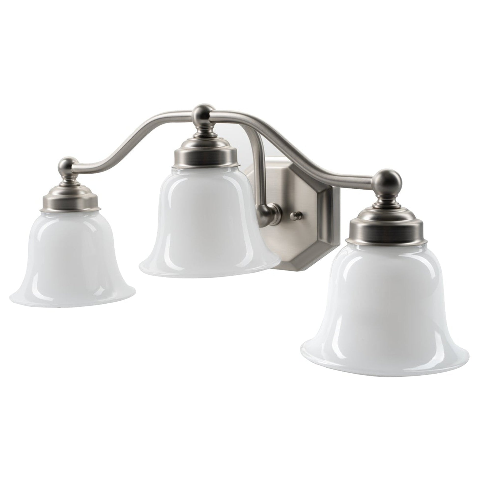 Norwell Lighting Trevi 9" x 22" 3-Light Brushed Nickel Vanity Light With Double Opal Diffuser