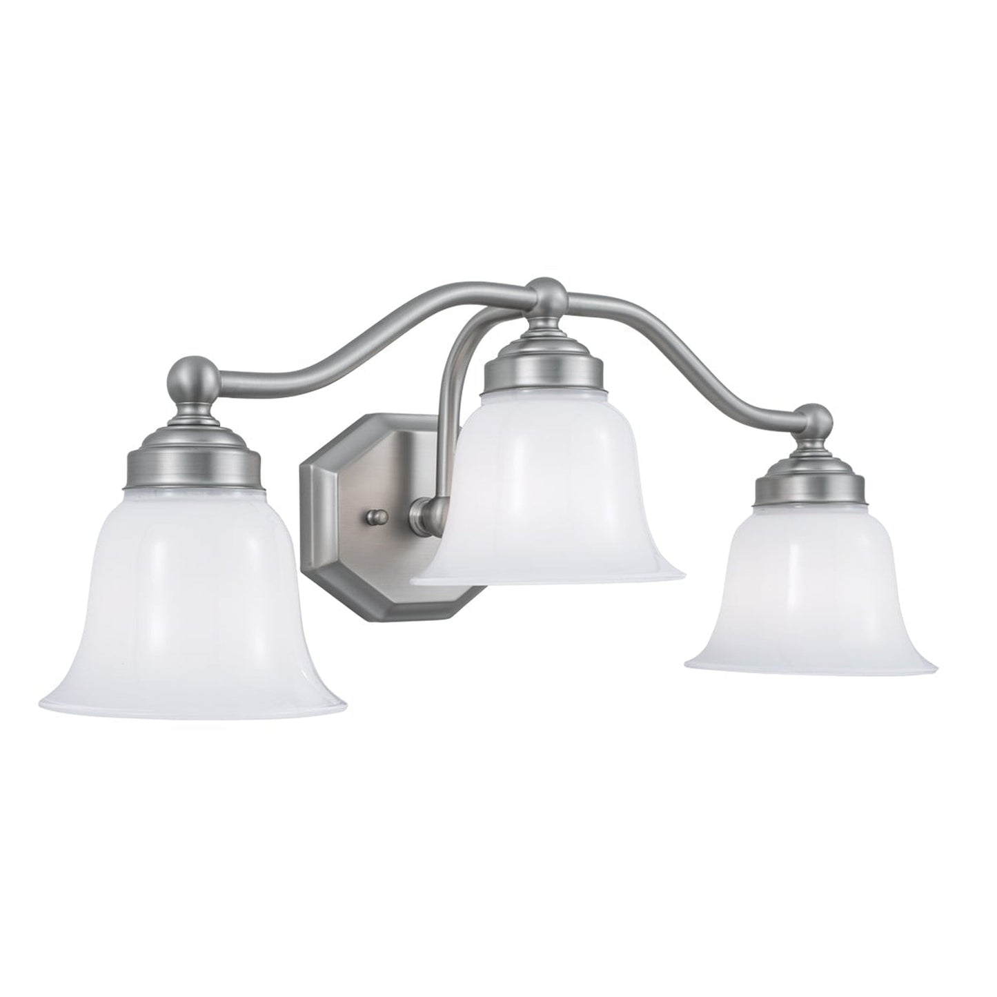 Norwell Lighting Trevi 9" x 22" 3-Light Brushed Nickel Vanity Light With Double Opal Diffuser