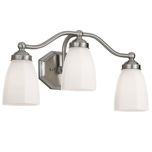 Norwell Lighting Trevi 9" x 22" 3-Light Brushed Nickel Vanity Light With Hexagonal Opal Diffuser