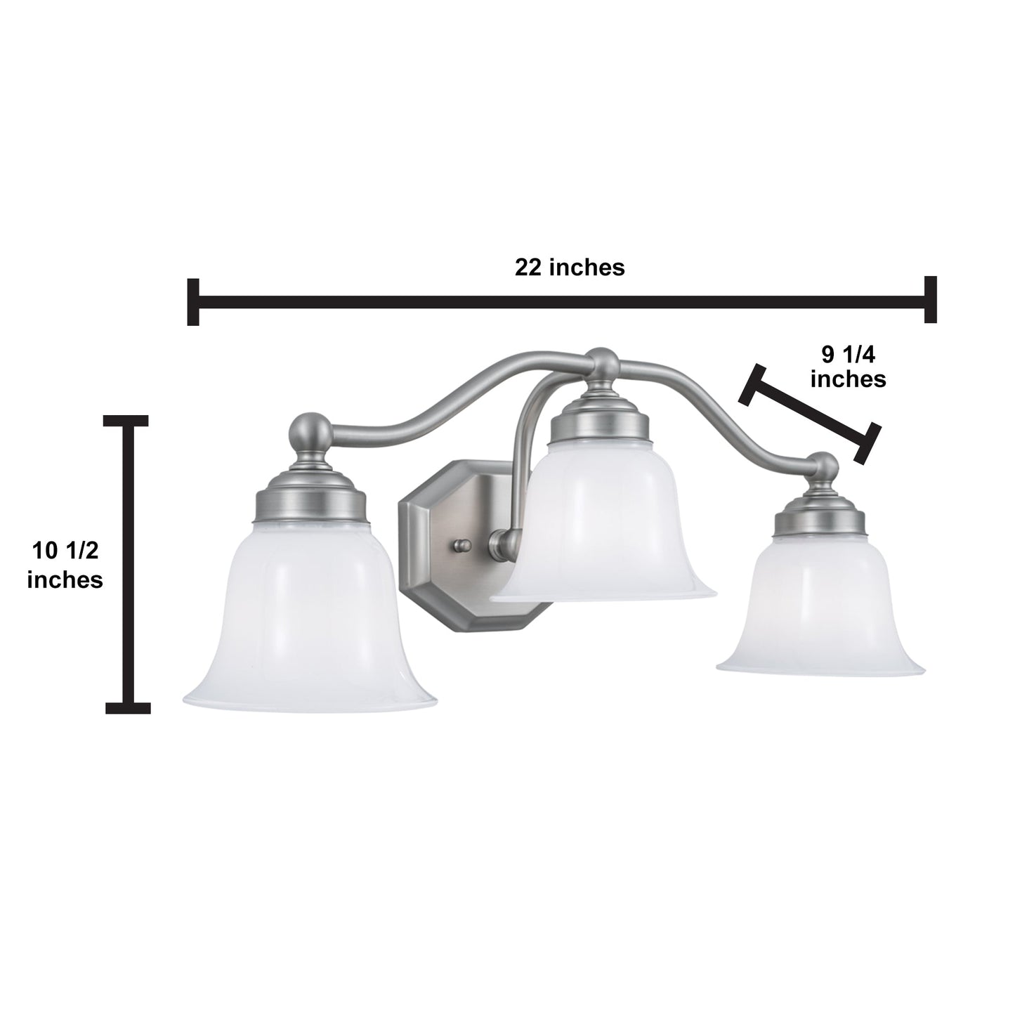 Norwell Lighting Trevi 9" x 22" 3-Light Chrome Vanity Light With Double Opal Diffuser