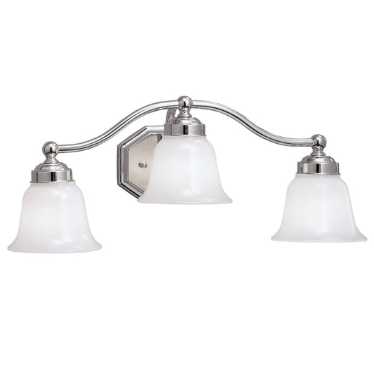 Norwell Lighting Trevi 9" x 22" 3-Light Chrome Vanity Light With Double Opal Diffuser