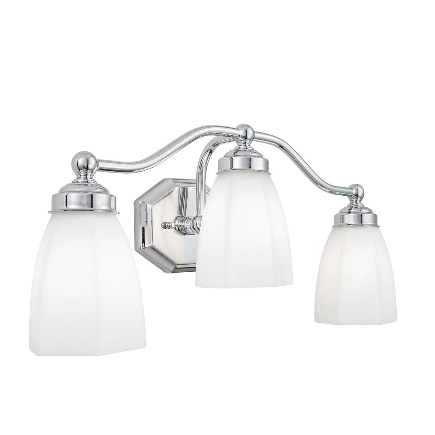 Norwell Lighting Trevi 9" x 22" 3-Light Chrome Vanity Light With Hexagonal Opal Diffuser