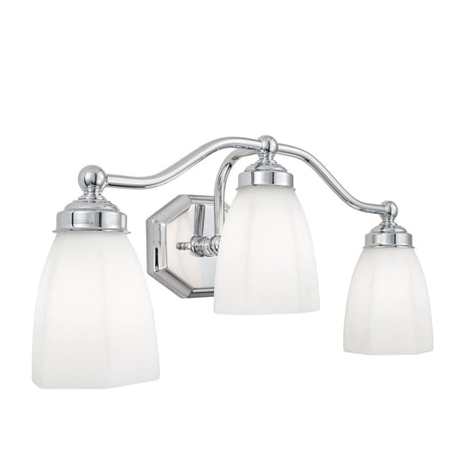 Norwell Lighting Trevi 9" x 22" 3-Light Chrome Vanity Light With Hexagonal Opal Diffuser