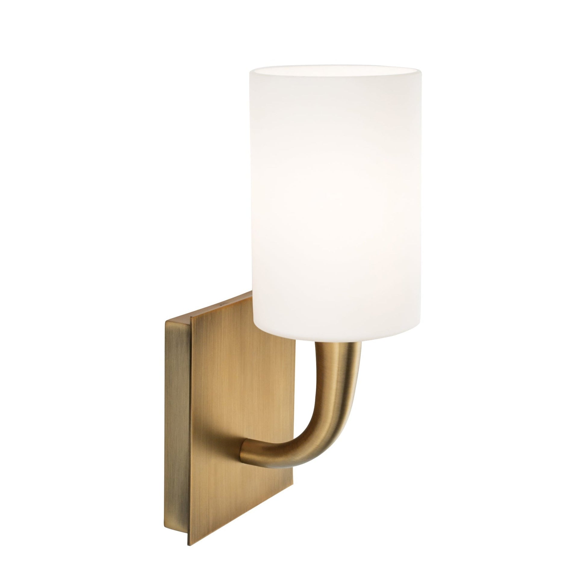 Norwell Lighting Trumpet 11" x 5" 1-Light Aged Brass Indoor Wall Light With Matte Opal Glass Diffuser