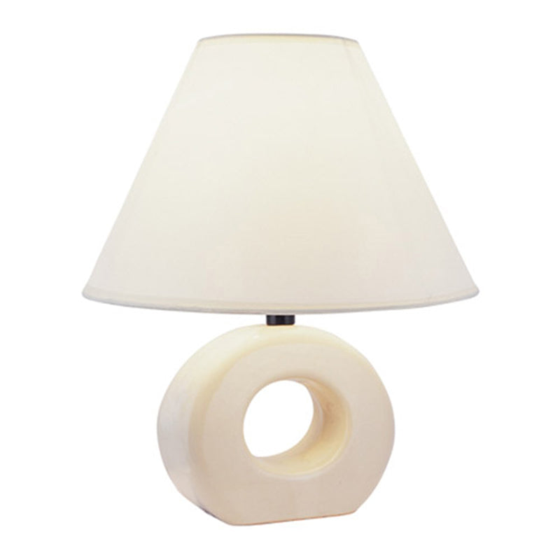 Ore International 12"H Ceramic Table Lamp With White Fabric Shade In Beige
