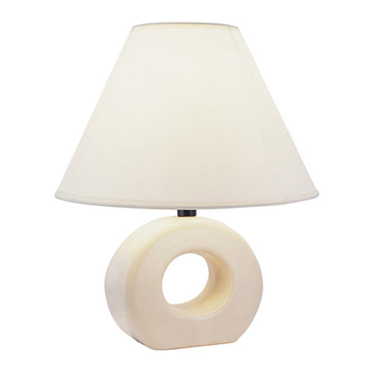 Ore International 12"H Ceramic Table Lamp With White Fabric Shade In Beige