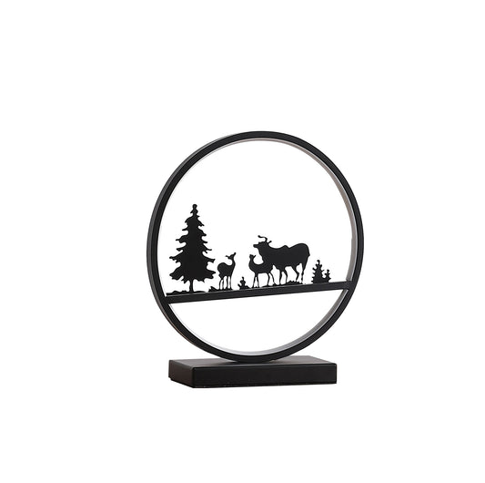 Ore International 13"H Deer Family LED Black Table Lamp