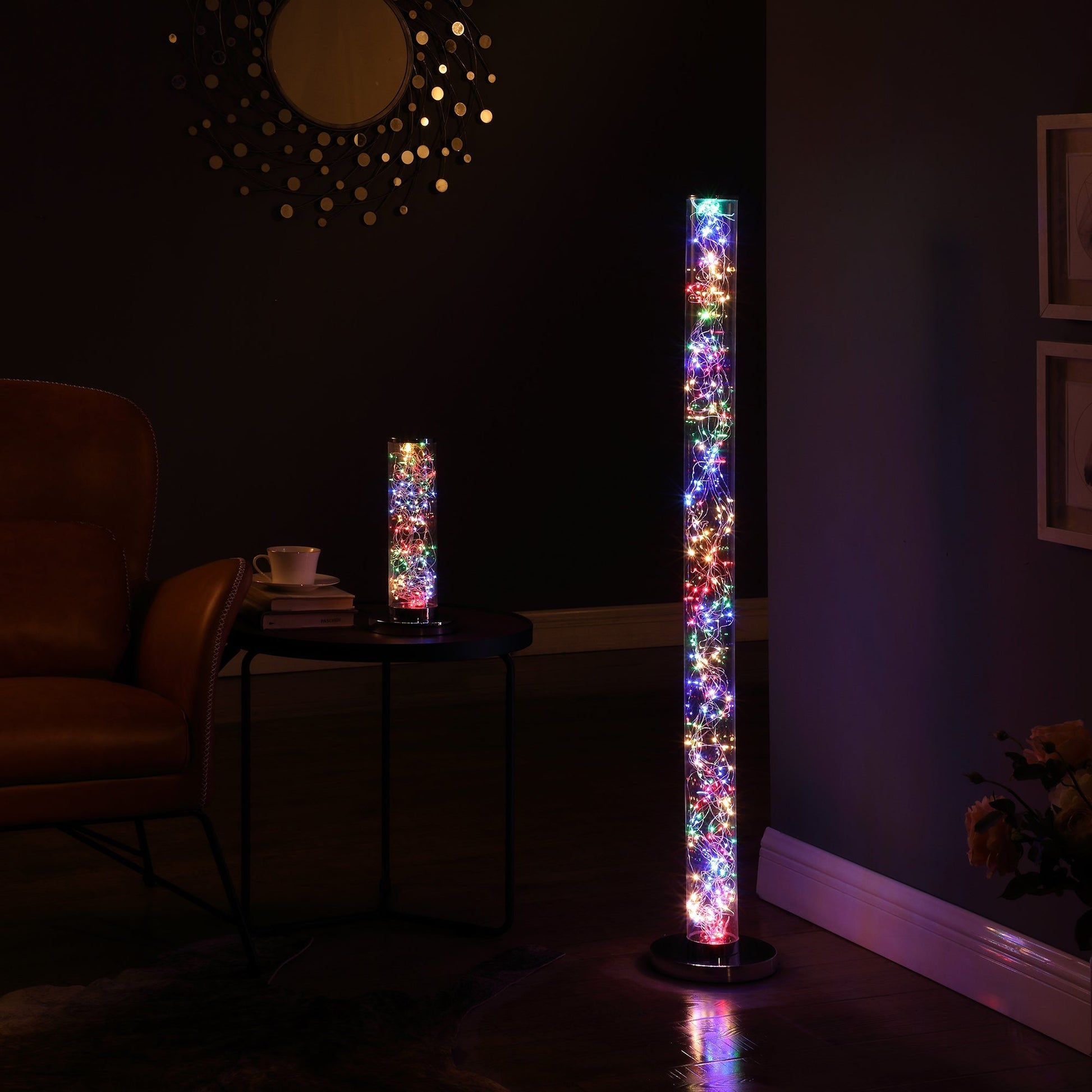 Ore International 13"H Exposed Multi-Colored Rope LED Namiri Column Table Lamp