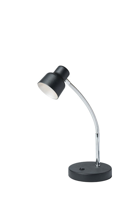 Ore International 13"H Gloss Black LED Goose Neck Metal Track Table Lamp