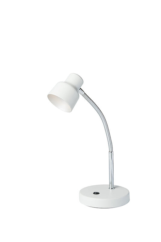 Ore International 13"H Gloss White LED Goose Neck Metal Track Table Lamp