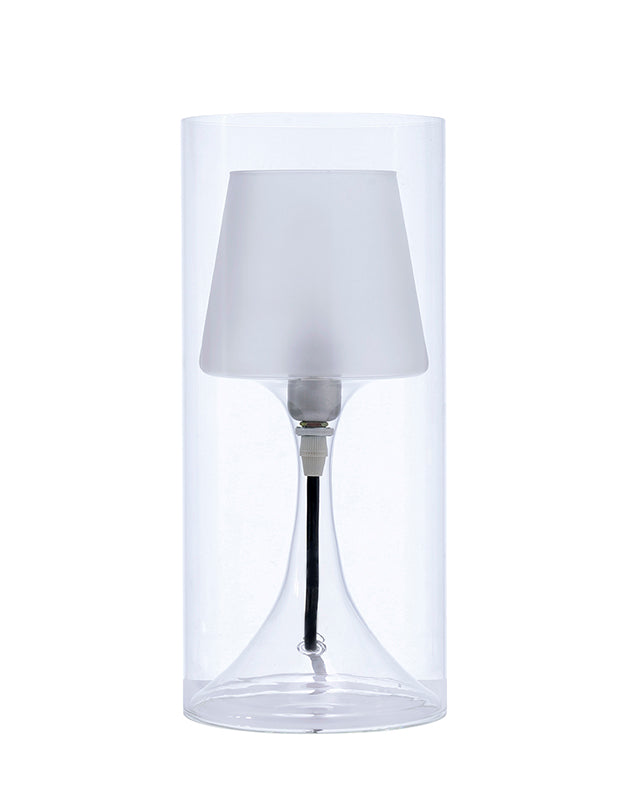 Ore International 13"H Industrial Hurricane Glass Table Lamp