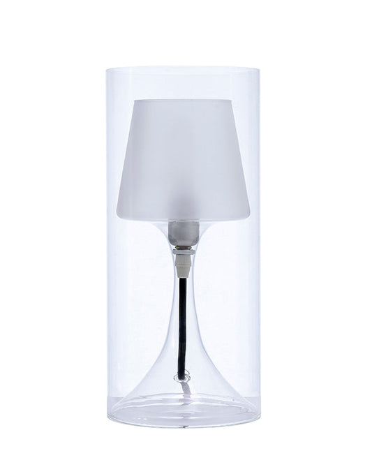 Ore International 13"H Industrial Hurricane Glass Table Lamp