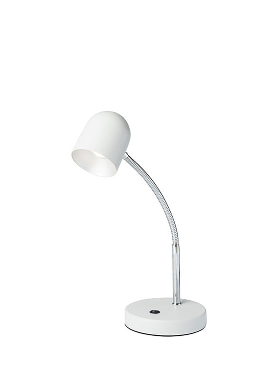 Ore International 13"H Matte White LED Goose Neck Metal Bowl Table Lamp