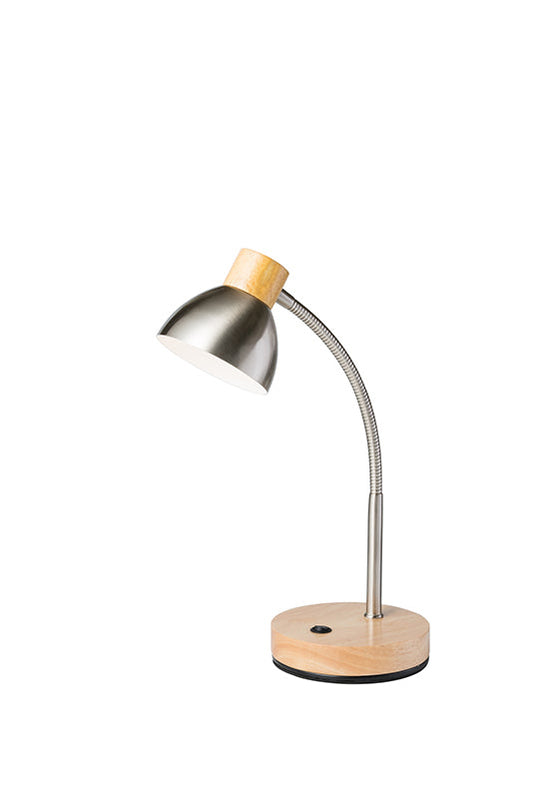 Ore International 13"H Natural Gloss LED Goose Neck Silver Cone Table Lamp