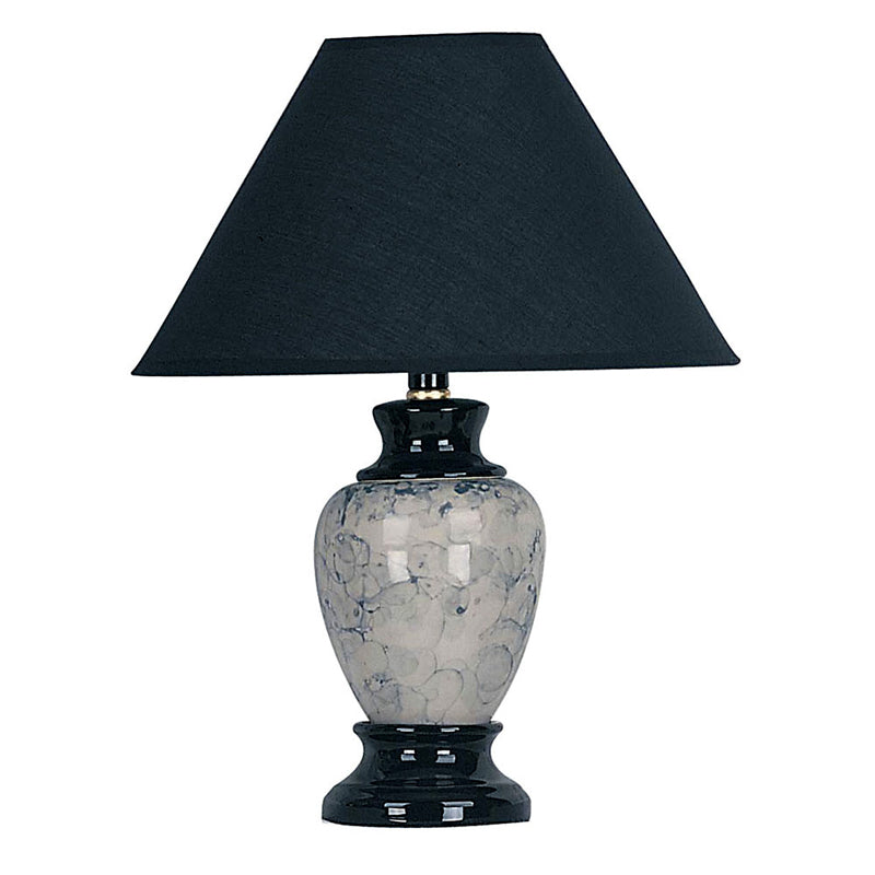 Ore International 13"H Urn-Shaped Ceramic Table Lamp In Black With A Marble Texture
