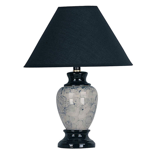 Ore International 13"H Urn-Shaped Ceramic Table Lamp In Black With A Marble Texture
