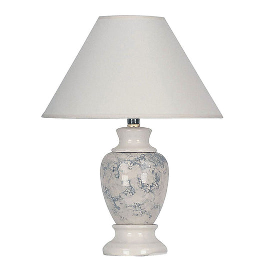 Ore International 13"H Urn-Shaped Ceramic Table Lamp In Ivory With A Marble Texture
