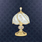 Ore International 14" Floral Etched White Touch-On Brass Table Lamp