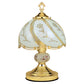 Ore International 14" Floral Etched White Touch-On Brass Table Lamp