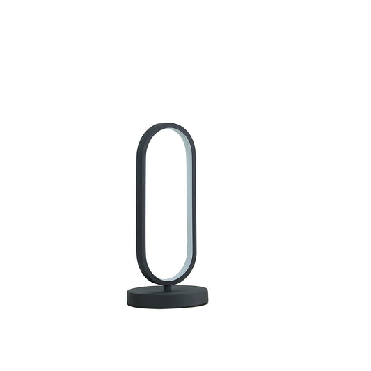 Ore International 14"H Adras Modern Matte Black Oval LED Contemporary Metal Table Lamp