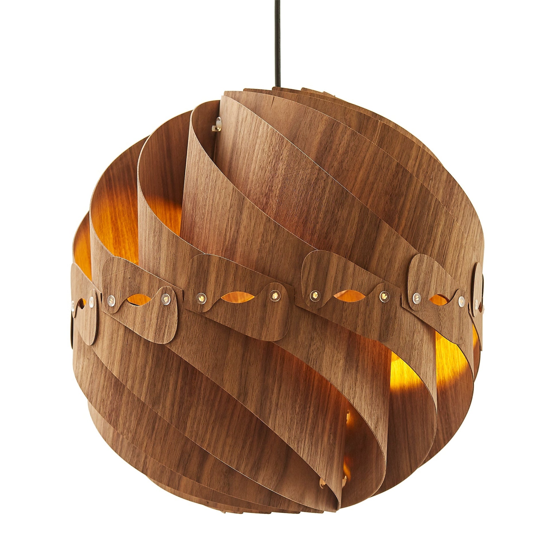 Ore International 14"H Cosmo Walnut Wood Round Hardwired Pendant Light