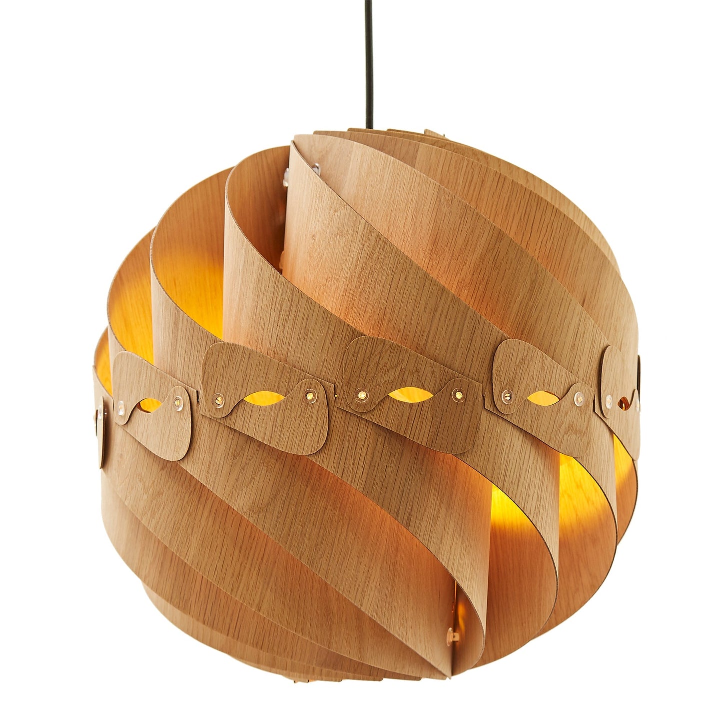 Ore International 14"H Cosmo White Oak Round Hardwired Pendant Light
