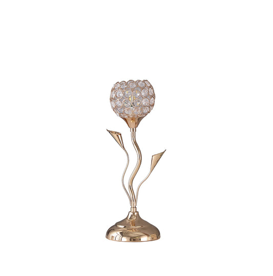 Ore International 14"H Rose Gold Floral Bell Glam Metal Table Lamp