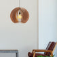 Ore International 16"H Katana Walnut Wood Dome Hardwired Pendant Light