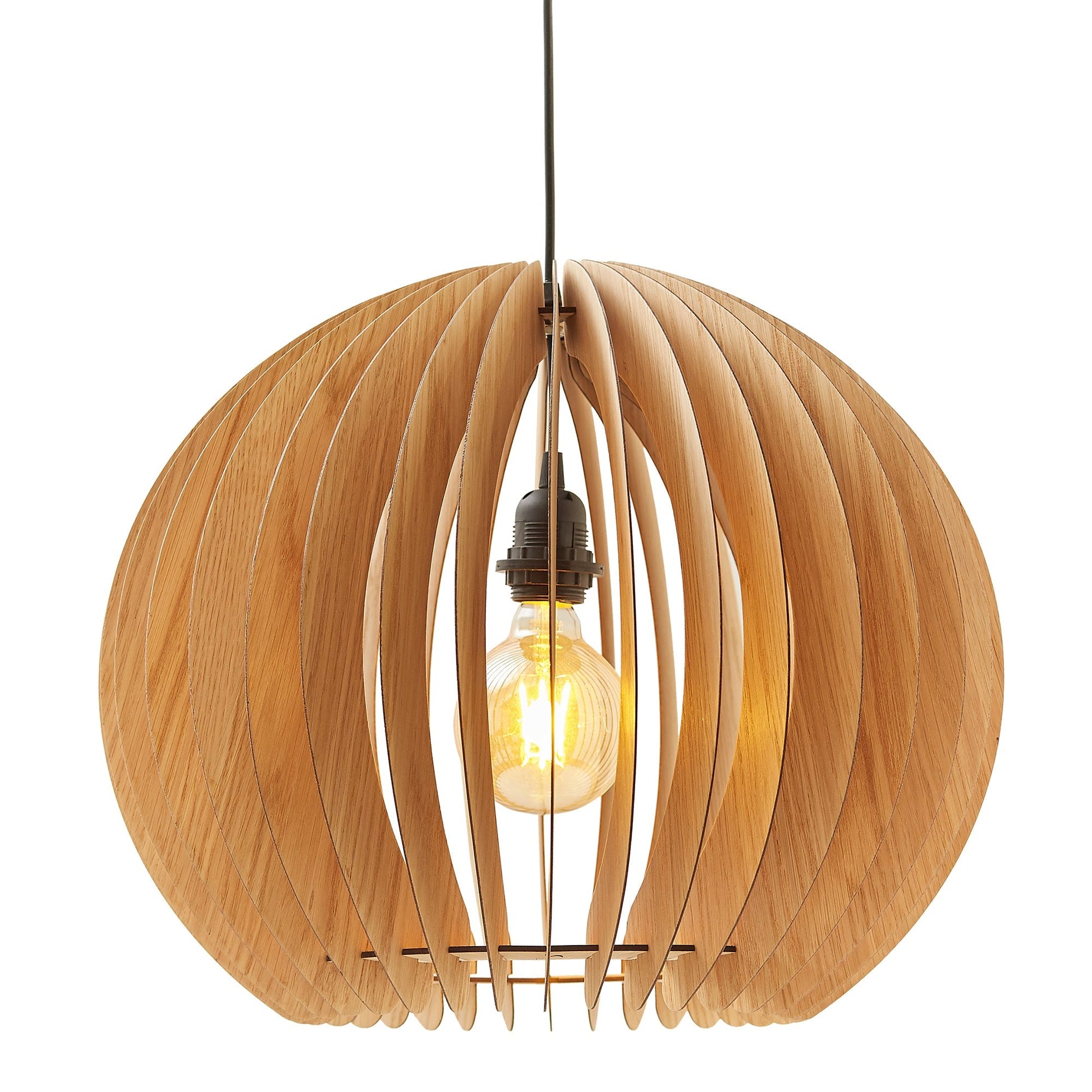Ore International 16"H Katana White Oak Dome Hardwired Pendant Light