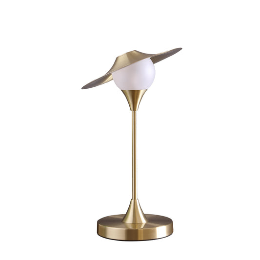 Ore International 16"H Kelsey LED Brush Gold Exposed Shade Touch-On Table Lamp