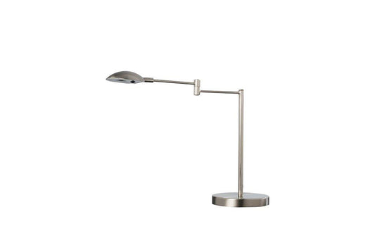 Ore International 16"H Luna LED Swing Arm Satin Steel Desk Lamp