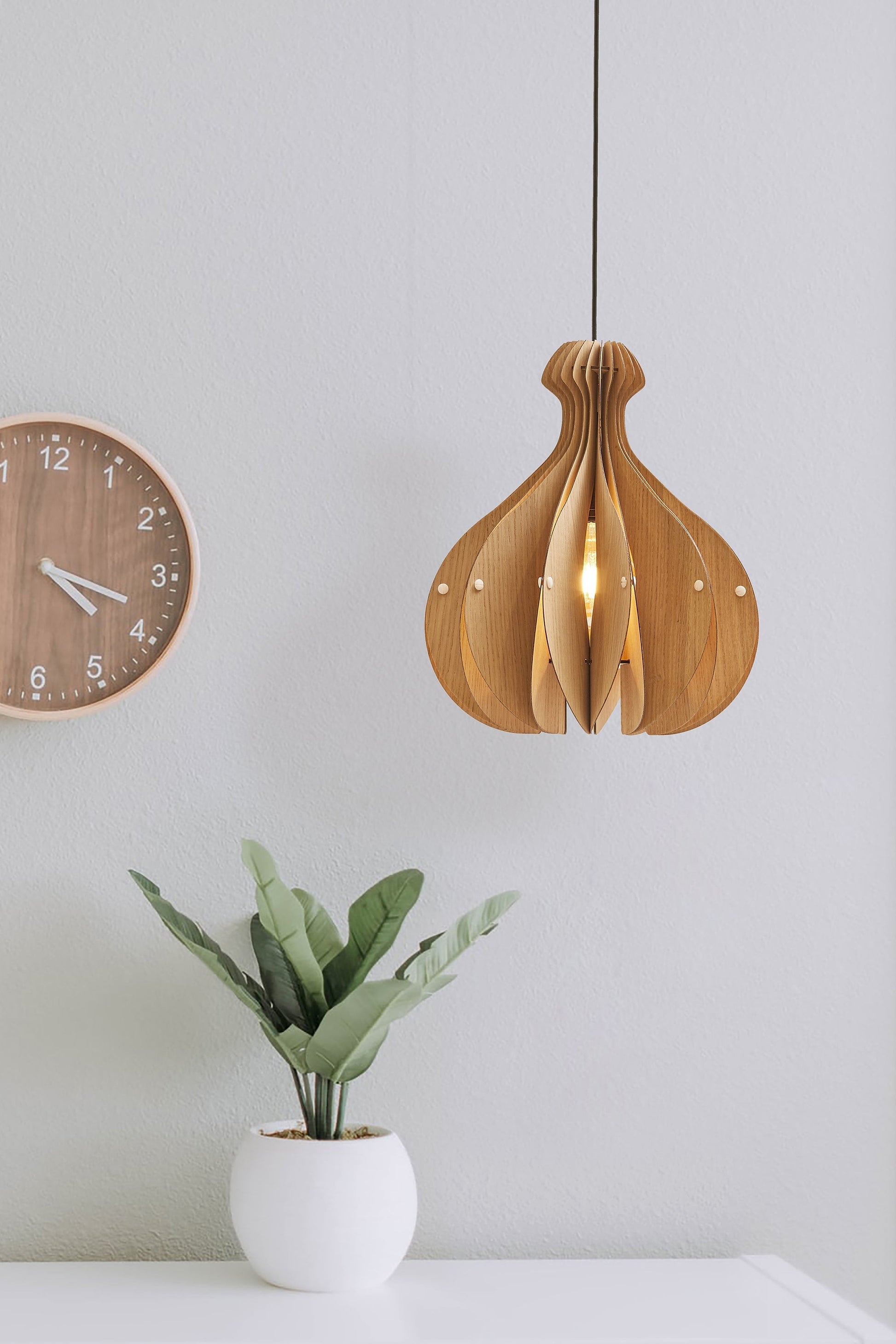 Ore International 16"H Vesta Walnut Wood Hardwired Pendant Light