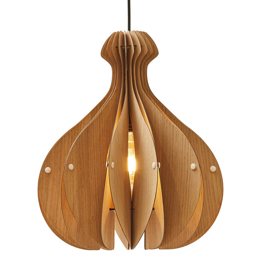 Ore International 16"H Vesta White Oak Hardwired Pendant Light