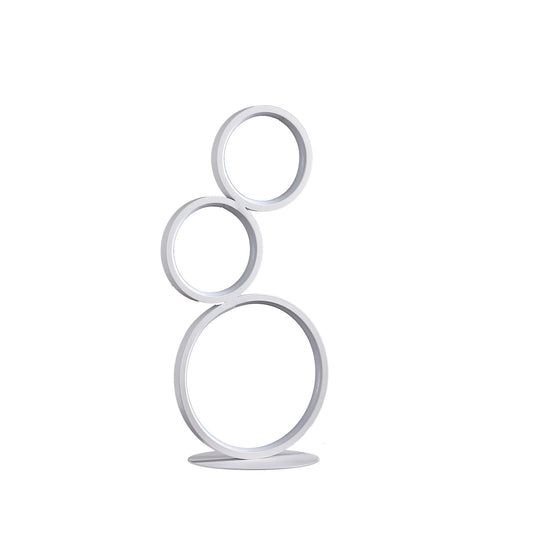 Ore International 17"H 3-Ring Shaped Odu White LED Minimalist Metal Table Lamp