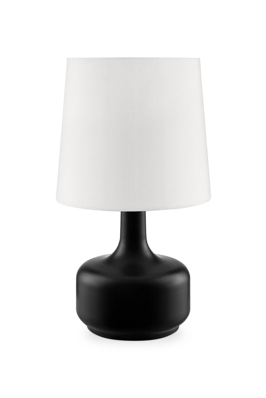 Ore International 17"H Cheru Powder Black Mid-Century Modern Touch On Metal Table Lamp