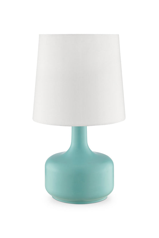 Ore International 17"H Cheru Powder Green Mid-Century Modern Touch On Metal Table Lamp