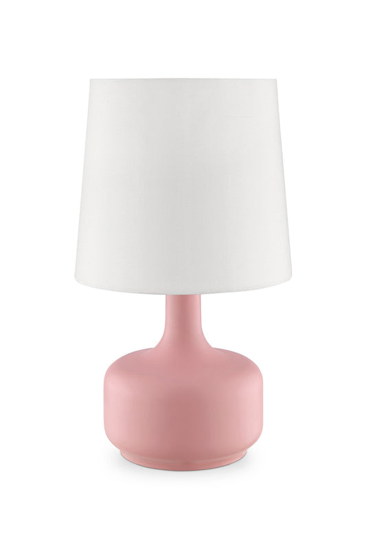 Ore International 17"H Cheru Powder Pink Mid-Century Modern Touch On Metal Table Lamp