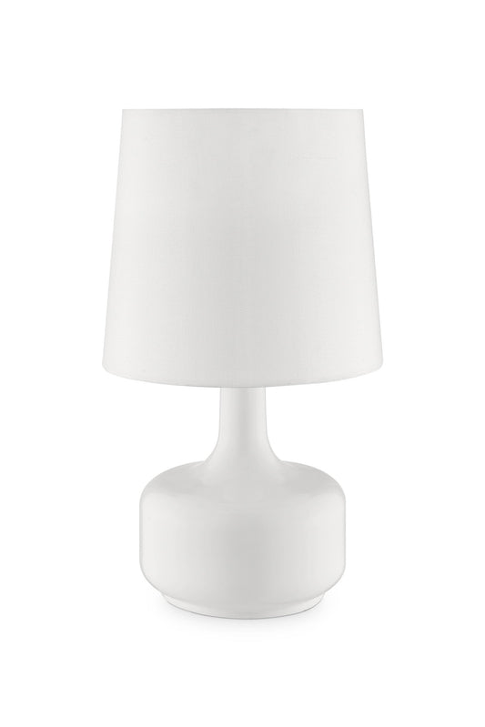 Ore International 17"H Cheru Powder White Mid-Century Modern Touch On Metal Table Lamp