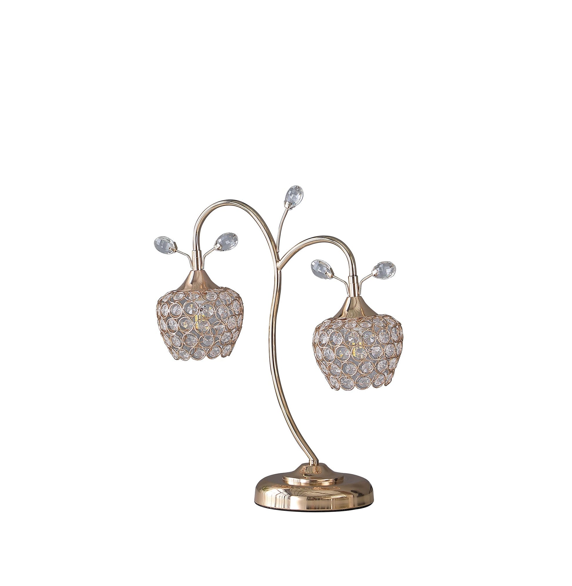 Ore International 17"H Rose Gold 2-Floral Bell Glam Metal Table Lamp