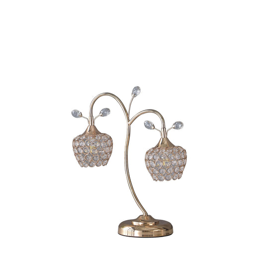 Ore International 17"H Rose Gold 2-Floral Bell Glam Metal Table Lamp
