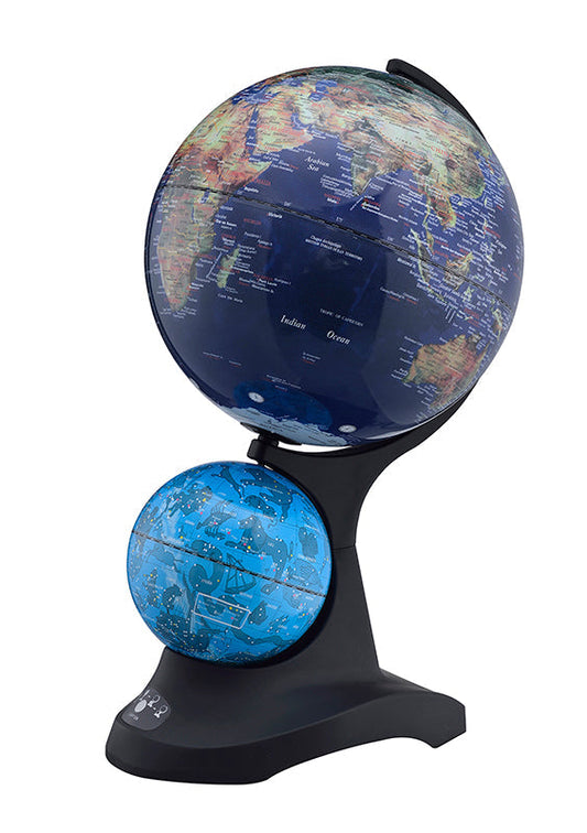 Ore International 18"H Dual Globe With Constellation On Black Acrylic Base