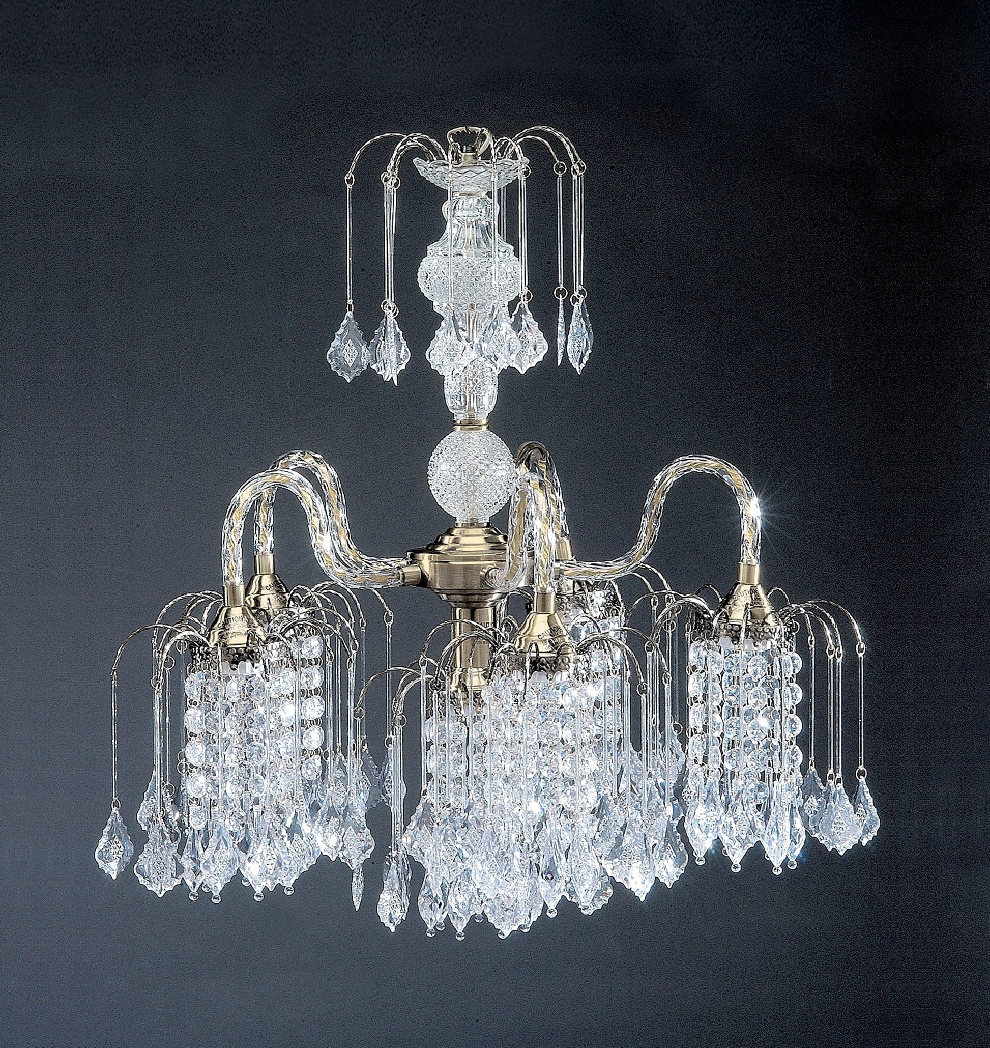 Ore International 19" Antique Brass Acrylic & Glass Hardwired Chandelier