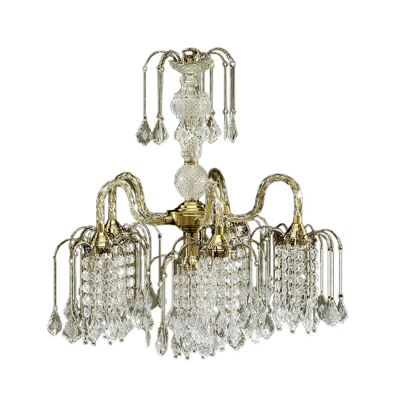 Ore International 19" Antique Brass Acrylic & Glass Hardwired Chandelier