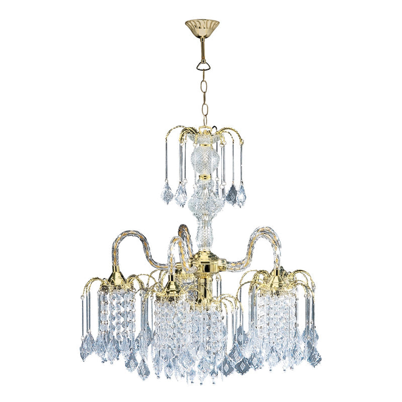 Ore International 19" Polished Brass Acrylic & Glass Hardwired Chandelier