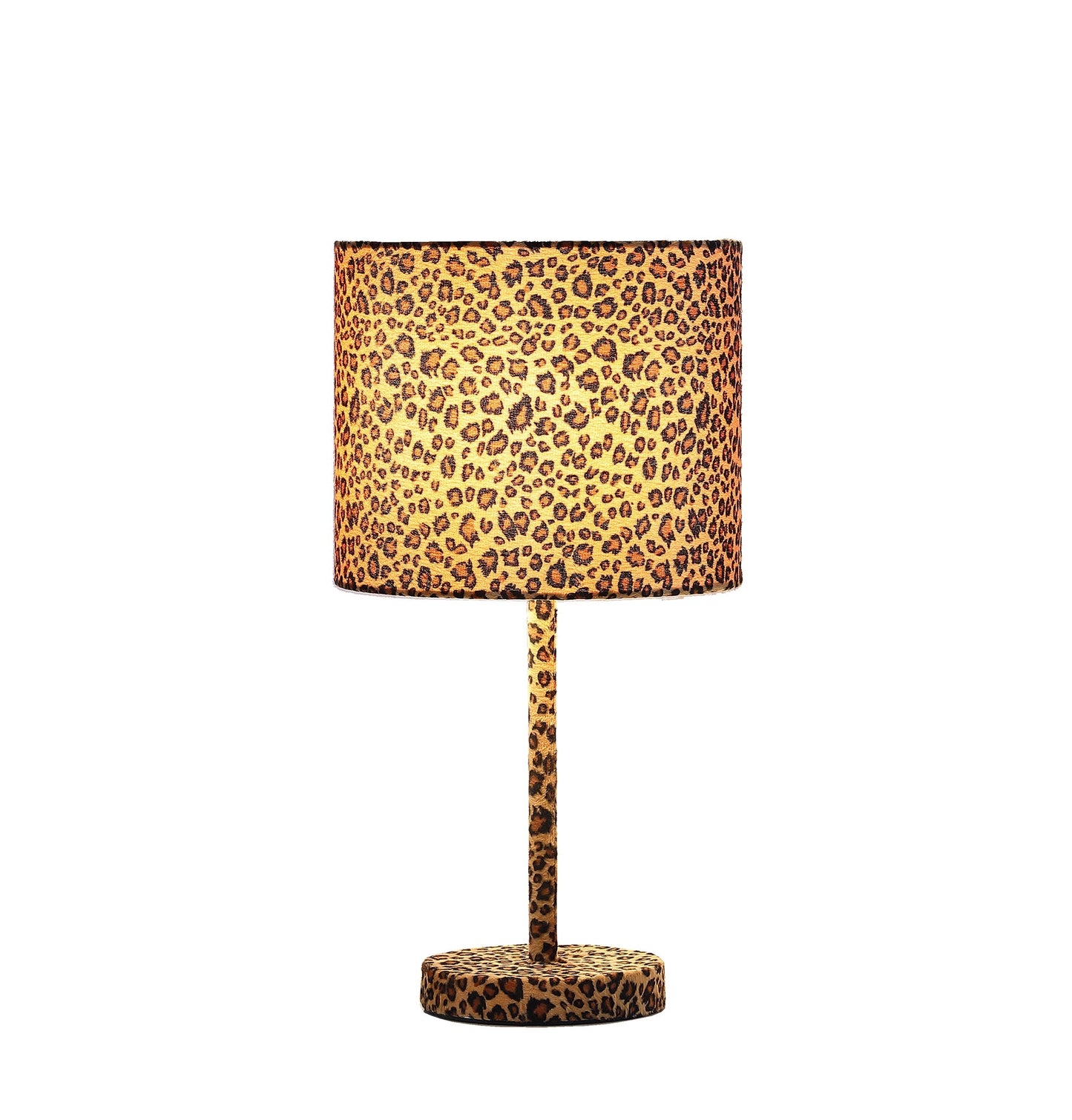 Ore International 19"H Faux Suede Leopard Print Metal Table Lamp