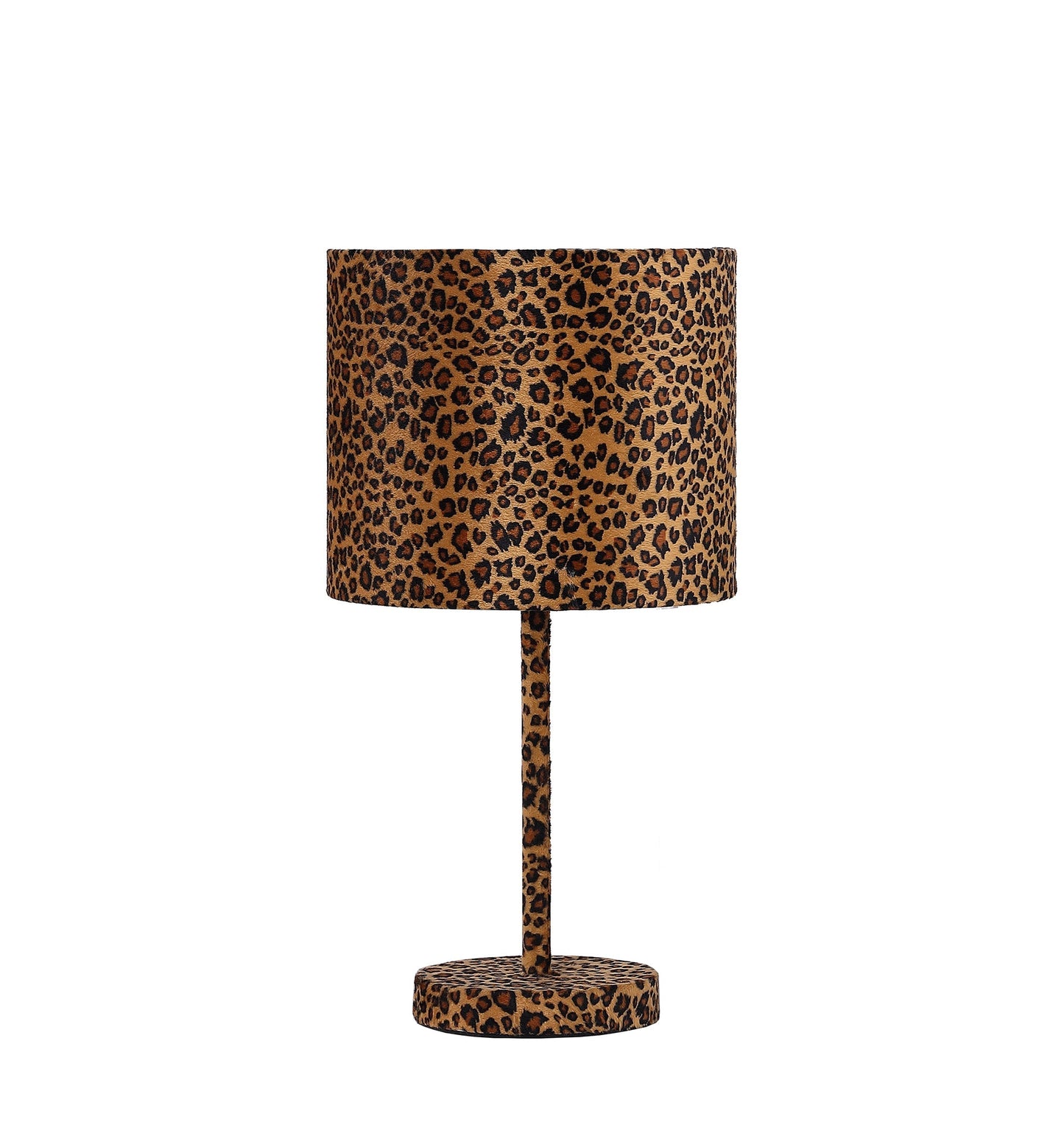 Ore International 19"H Faux Suede Leopard Print Metal Table Lamp